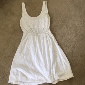 White Embroidered Open Back Dress